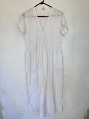 ROVE Sunseeker Linen Short Sleeve Midi Dress White size Small